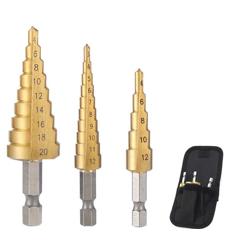 4-32 mm 4-20 mm HSS Titanium Coated Step Drill Bit High Speed Steel Metal Wood Hole Cutter Cone Drilling Tool