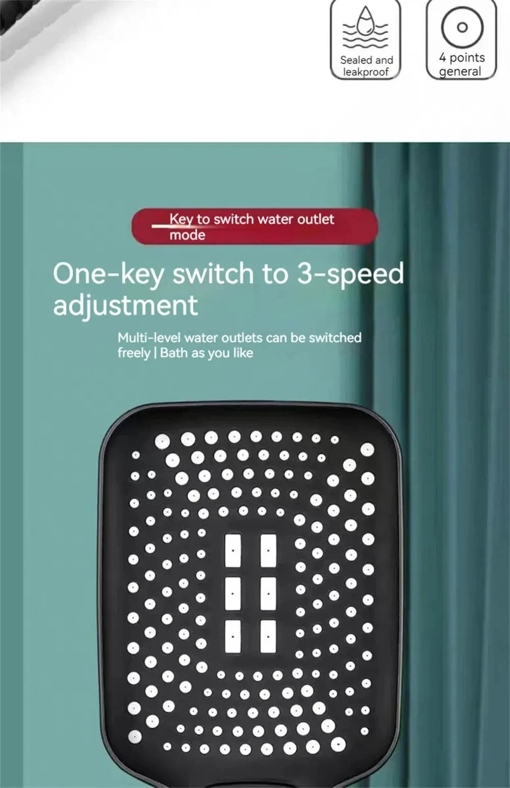 Adjustable Shower Head With 3 Modes