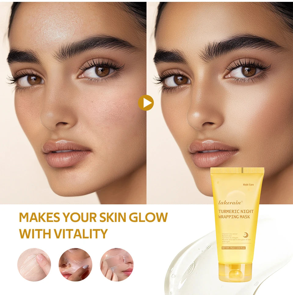 Kojic Acid Turmeric Overnight Wrapping Peel Off Mask Nourishes Hydrolyzed Collagen Glowing Skin Skin Firmnes Korean Skincare