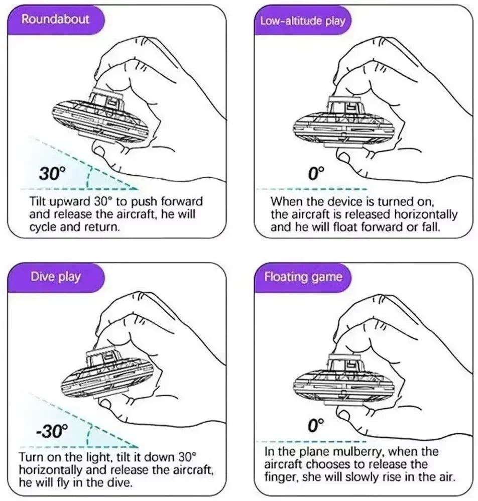UFO Fingertip Gyroscope Sensing Toy, Fun Floating Luminous Gyroscope Stress Reducing Toy Children's Birthday Toy Gift