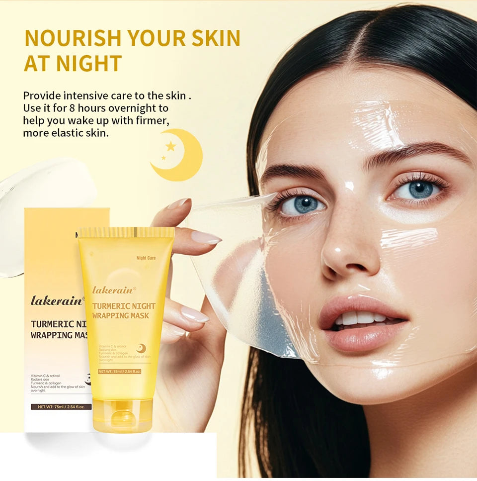 Kojic Acid Turmeric Overnight Wrapping Peel Off Mask Nourishes Hydrolyzed Collagen Glowing Skin Skin Firmnes Korean Skincare