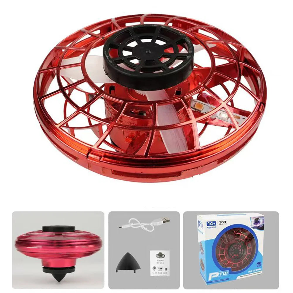 1pc Teenager Flying Spinner UFO Boomerang Mini Drone Magic Levitation Light-emitting Gyroscope Induction Decompression Toys