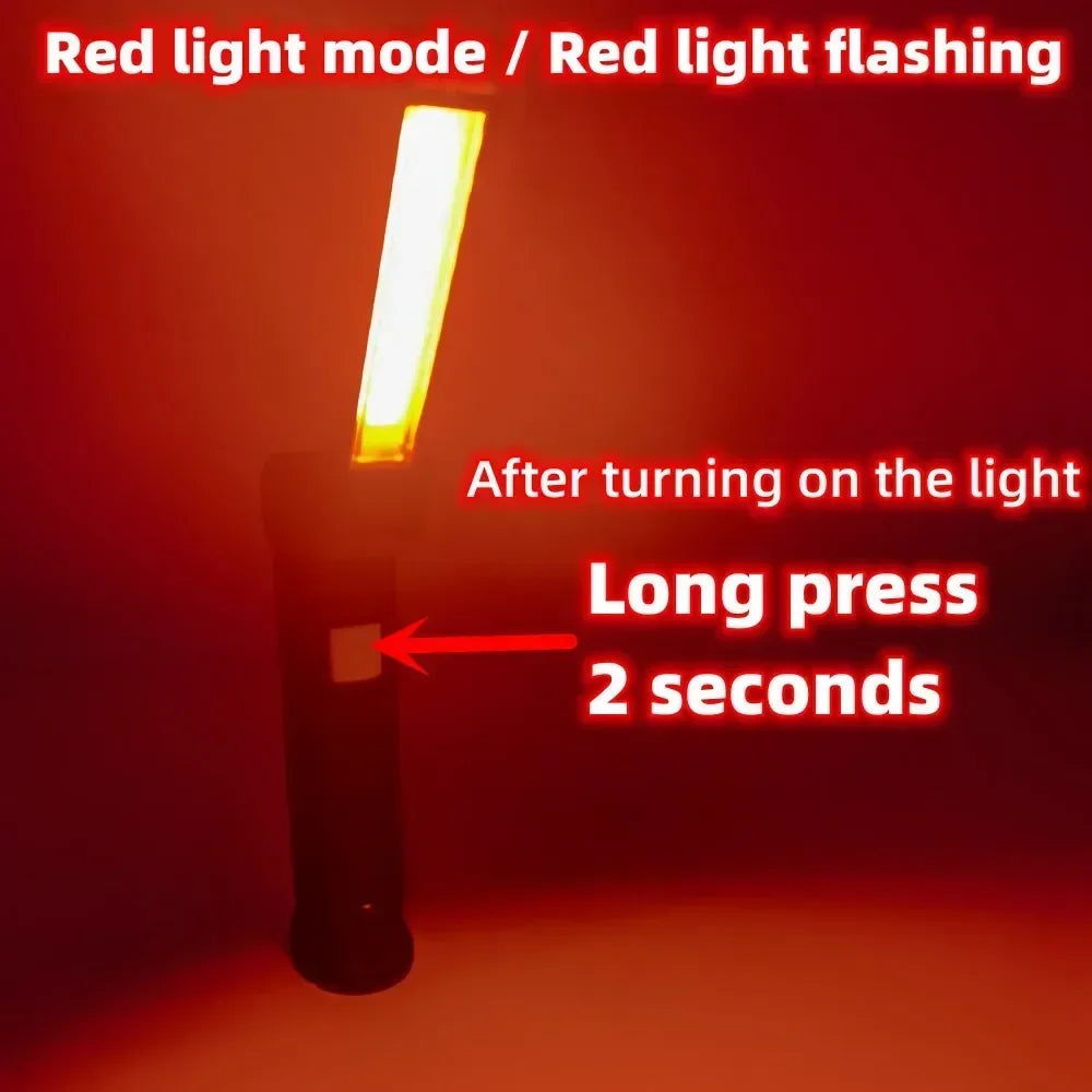 COB LED Work Light Dimmable USB Rechargeable LED Flashlight Inspection Lamp With Magnetic Hook Power Bank 18650 Battery Torch