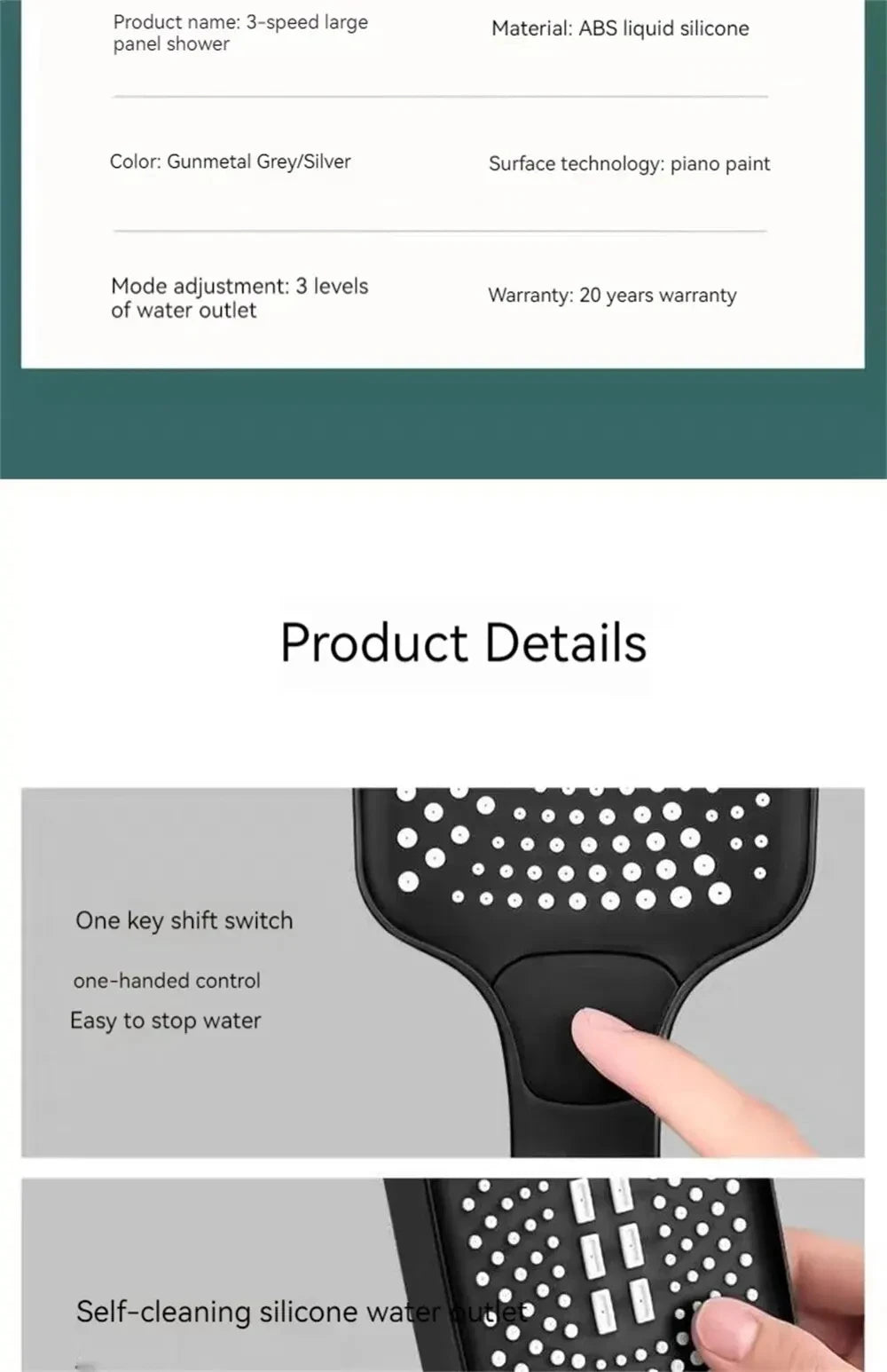 Adjustable Shower Head With 3 Modes