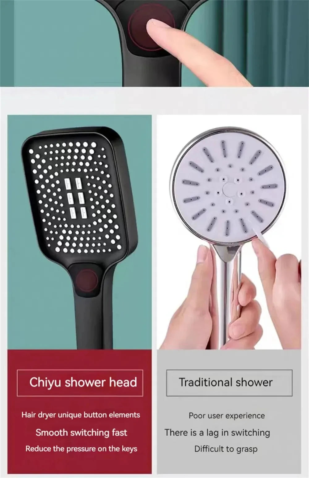 Adjustable Shower Head With 3 Modes