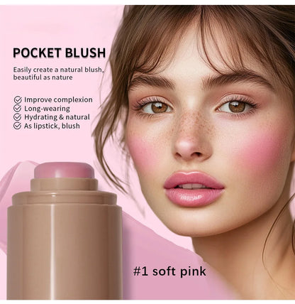 Magic Blush Stick 3-in-1 Cheek Lip Tinted Moistured Blush Stick Silky Brighten Blush Cream Blusher Cosmetics Tubes Matte Contour