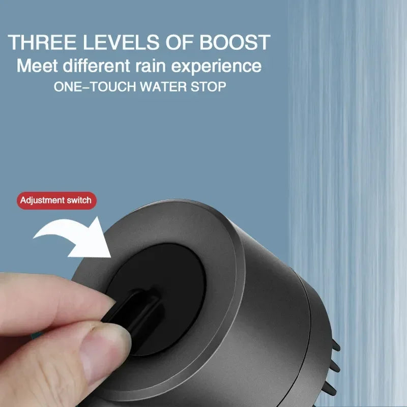 High Pressurized Filter Shower Head 3-mode Adjustable Spray with Massage Brush