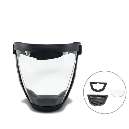 Full-Face Transparent Protection Mask with Adjustable Buckle - Reusable and Heat-Resistant Facial Shield for Safety in Work, Out