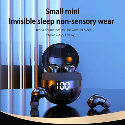 SK18 Mini Invisible Headphones Wireless Bluetooth 5.3 Headphones Bass Sleeping Headphones with Microphone Noise Cancellation HD