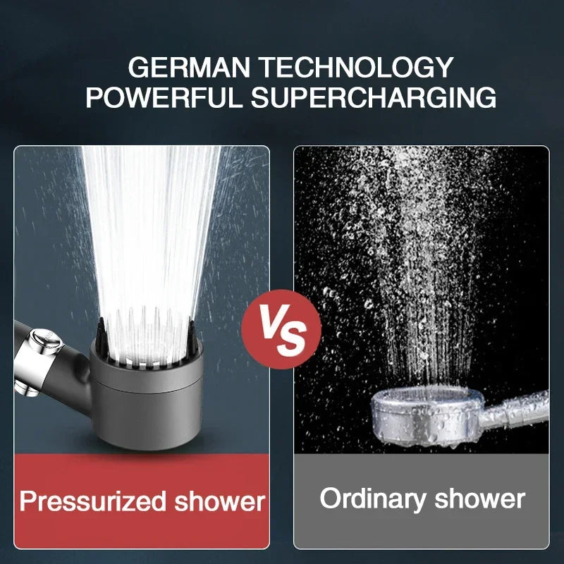 High Pressurized Filter Shower Head 3-mode Adjustable Spray with Massage Brush