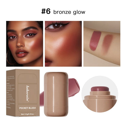 Magic Blush Stick 3-in-1 Cheek Lip Tinted Moistured Blush Stick Silky Brighten Blush Cream Blusher Cosmetics Tubes Matte Contour