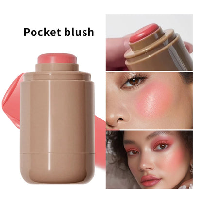 Magic Blush Stick 3-in-1 Cheek Lip Tinted Moistured Blush Stick Silky Brighten Blush Cream Blusher Cosmetics Tubes Matte Contour
