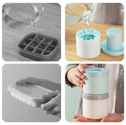 Silicone Ice Cube Mold Round Ice Bucket Homemade