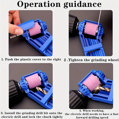 1pc Portable Drill Bit Sharpener With Grinding Wheel